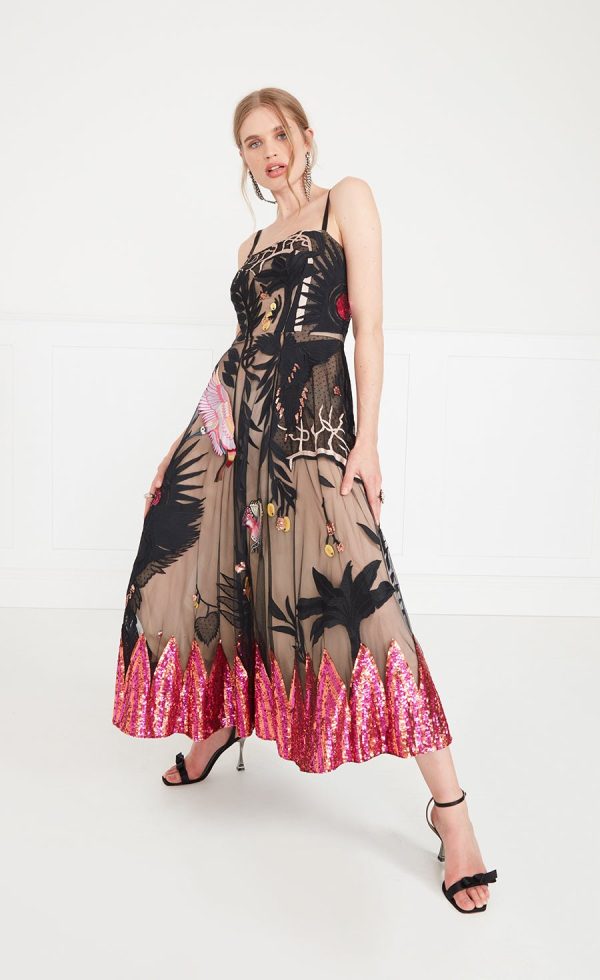 Marvelloush Strappy Dress - Black Mix