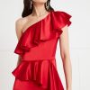 Marvelloush Asymmetric Dress - Red