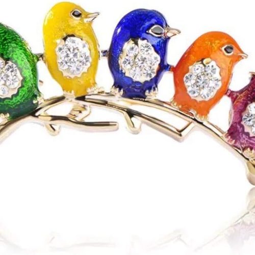 Colorful Little Birds Brooch Pins Alloy & Crystal Brooch Jewelry Gifts Useful and Practical